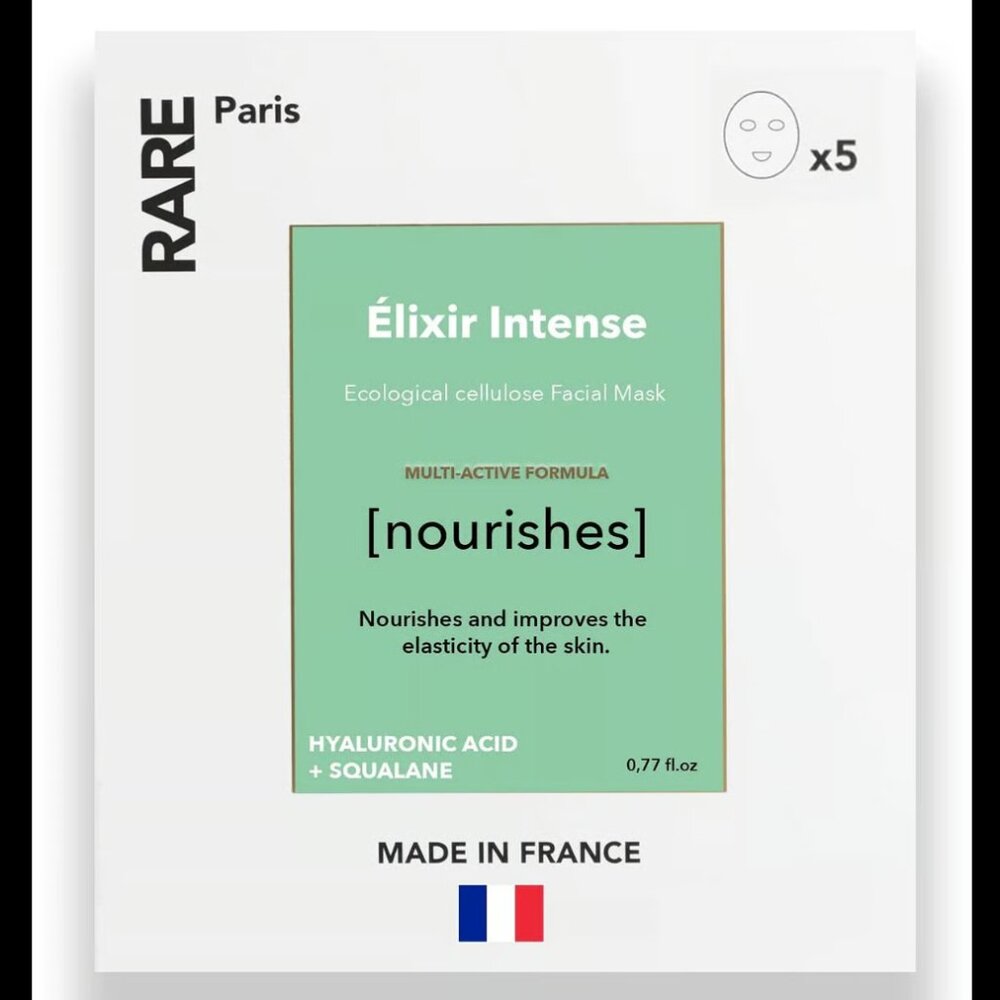 Hydrating & Plumping Hyaluronic Acid & Squalane Face Masks x5 RARE Paris Elixir